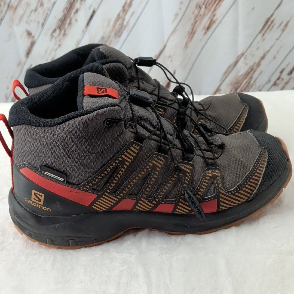 Salomon XA Pro Waterproof Black Red Hiking‎ Youth Shoes
